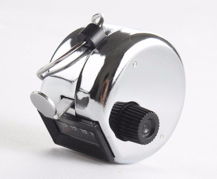 Silver Stainless Metal Mini Lap Golf Hand Held Manual 4 Digit Number Farm Hand Golf Football Tally Counter Clicker