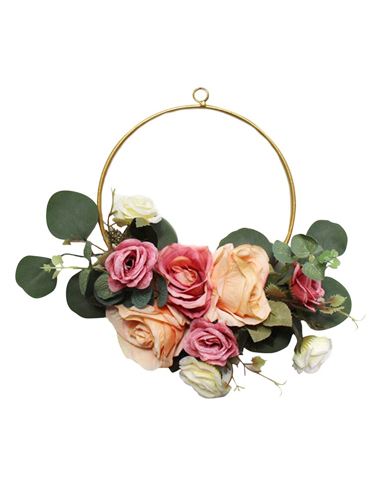 Couronne De Porte Roses Artificielles - Couronne Pâques Fleurs Séchées Murale Décoration Printemps
