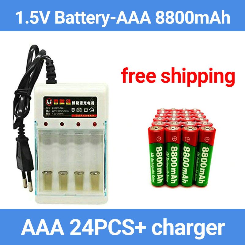 1.5v aaa 8800 mah alkalisk batteri aaa genopladeligt batteri til fjernbetjening legetøjsbatterirøg osv. + oplader
