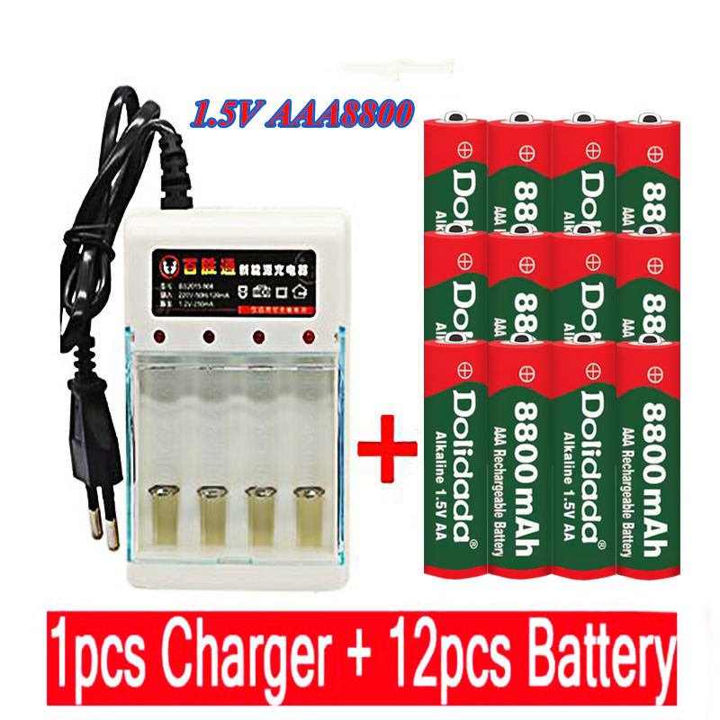 Aaa 1.5v 8800 mah genopladeligt batteri aaa 1.5 v 8800 mah genopladeligt alcalinas drummey  +1 stk 4- celle batterioplader: Blå