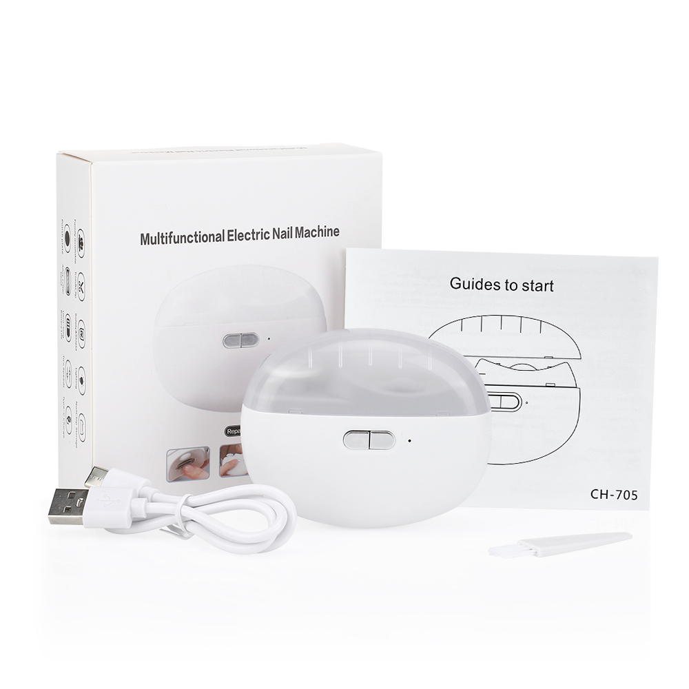 Automatische Anicure Trimmer Elektrische Nagelknipper Met Licht Volwassen Baby Vingernagel Teen Schaar Pedicure Polijsten Nagels Cutter: WHITE