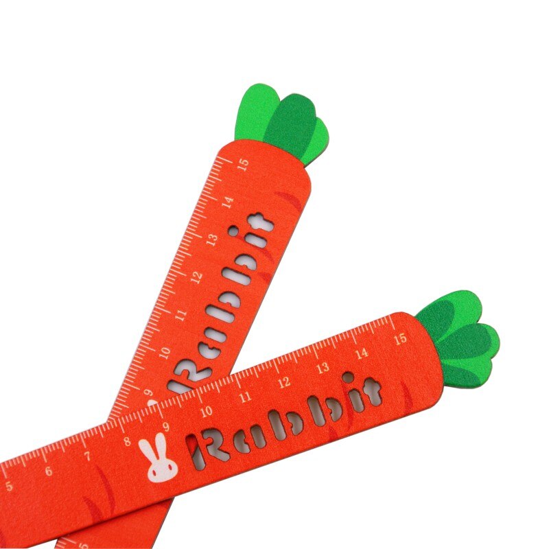 Skarkbang 15cm Kawaii Carrot Wooden Straight Ruler Maths Geometry Cute School Stationery Supplies: Default Title