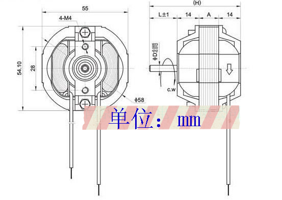Yj58-12 cw med uret 2 poler 4mm akseldiameter 2600 omdrejninger pr. minut skygget polmotor  ac220v 12-14w omkring ventilatorens varme blæser
