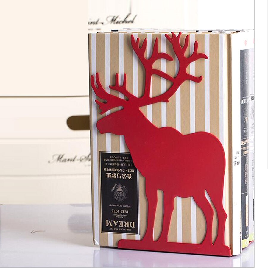 2 stk/sæt bogholder til læsning af elg metal bogstøtter restaurering af gamle måder desktop modtage arrangere bogstøtter til jul