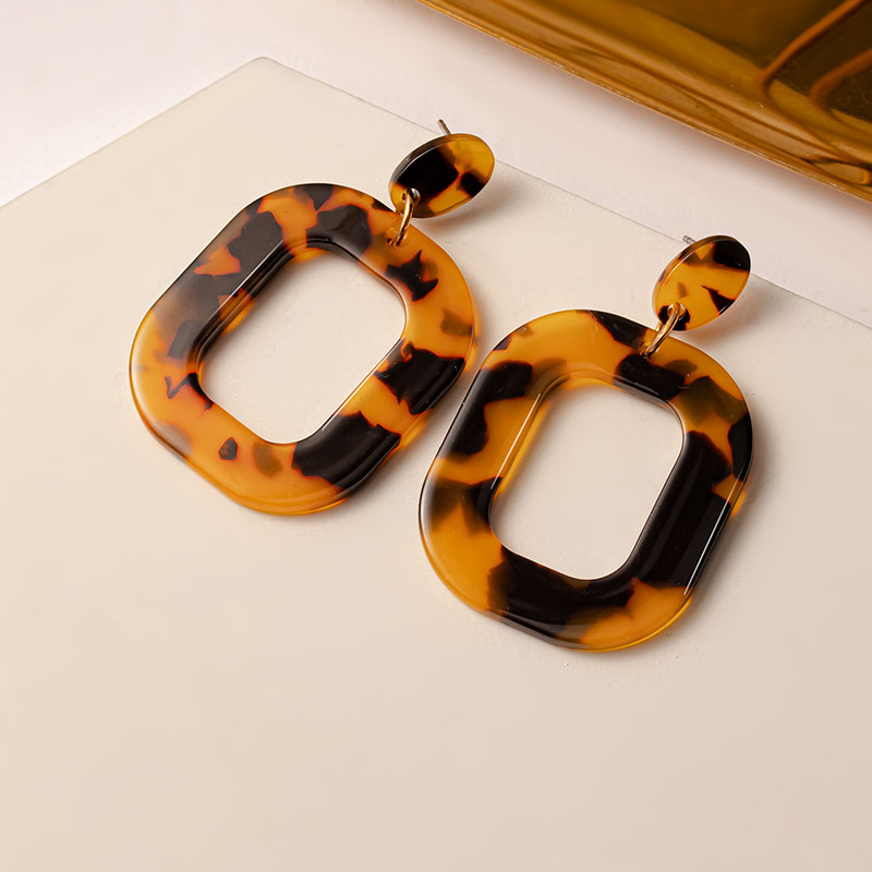 Pendientes llamativos coreanos para mujer, aretes con colgantes geométricos acrílicos marrones, aretes dorados, joyería: Brown 510