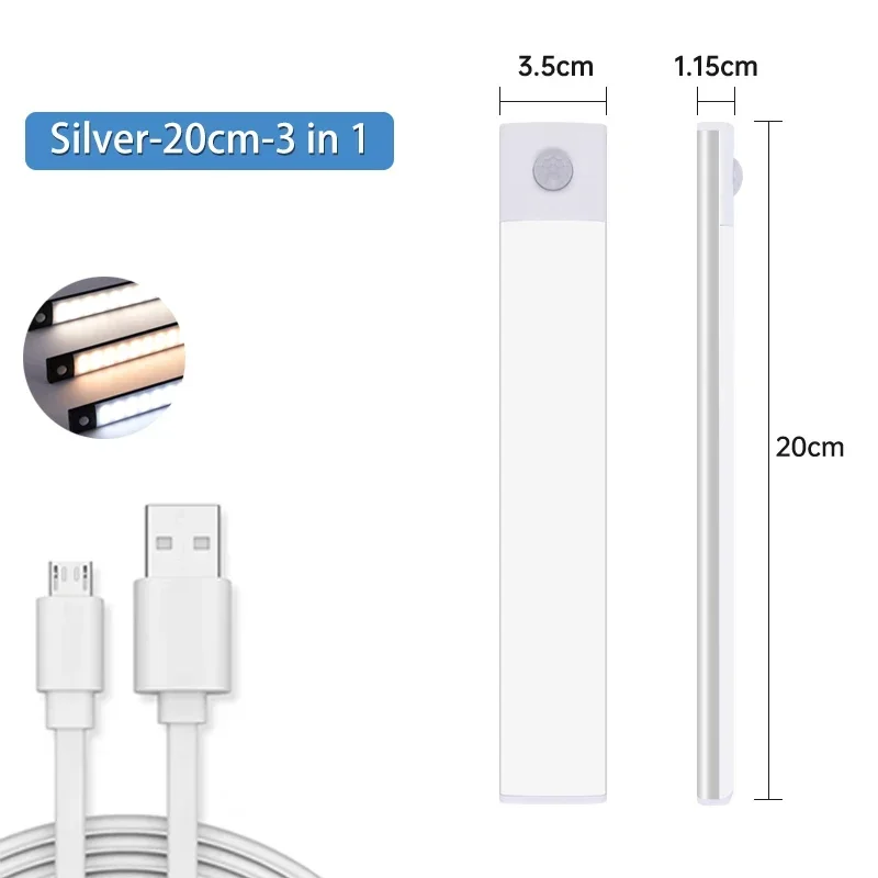 Czujnik ruchu LED pod oświetleniem szafki szafka sypialnia szafa szafa oświetlenie wewnętrzne oświetlenie lampka nocna 10/20/30/40/50/60cm: Czerwony i żółty i niebieski