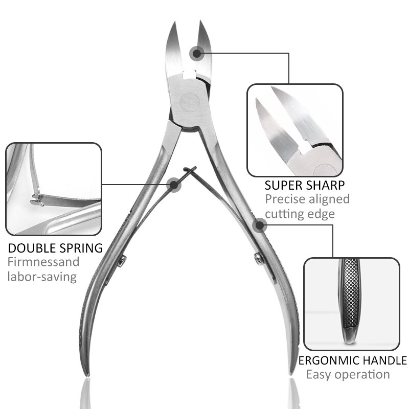 Pince à cuticules et à ongles incarnés en argent, 1 pièce, coupe-bord, manucure, ciseaux, outil de pédicure, enlève la peau morte