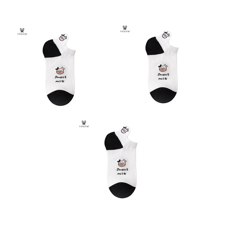 Calcetines de algodón con estampado de vaca para mujer, medias finas de estilo skateboard, temporada Primavera Verano: 8