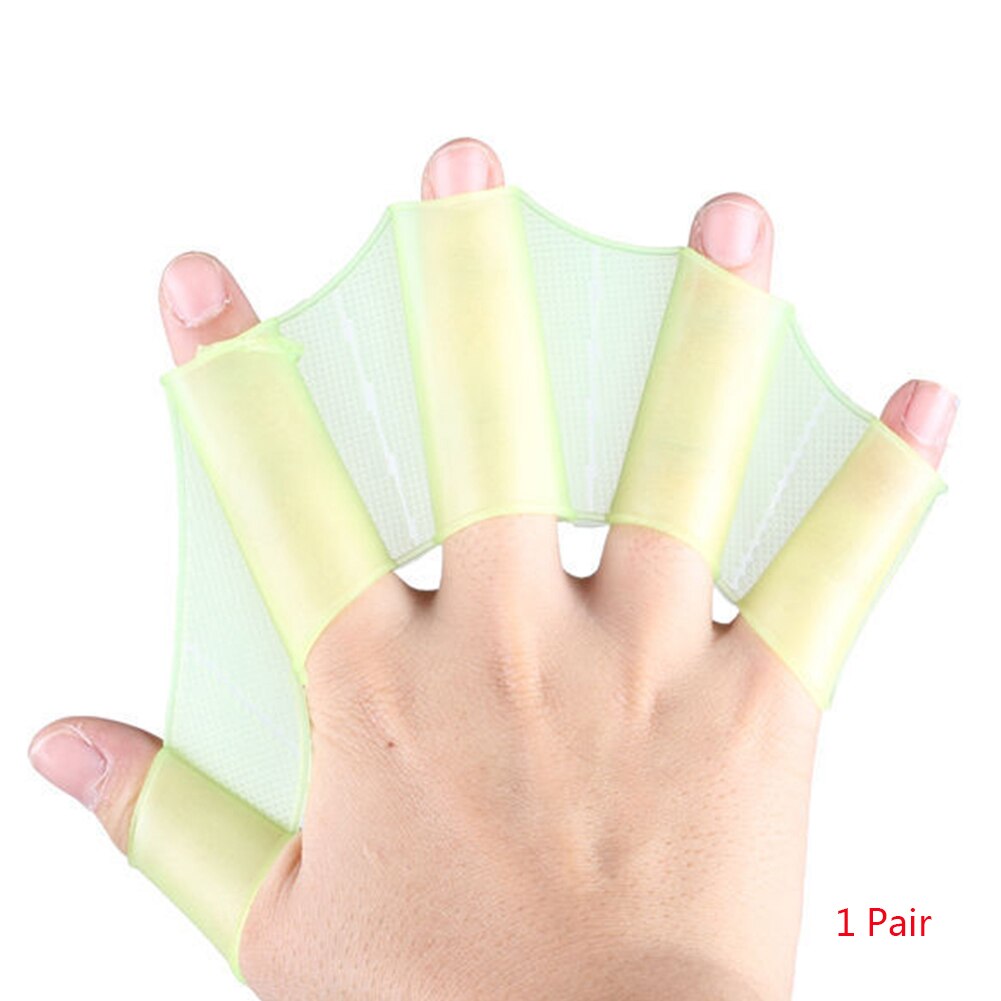 Arrivials unikke svømning silikone finger svømmehud handsker hånd gear finner svømmefødder padle: Grøn / M