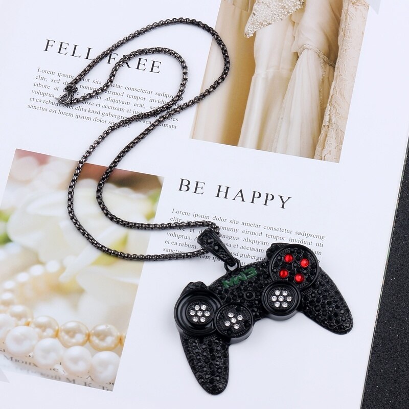 Hip-Hop Sieraden Game Console Handvat Ketting Hanger Gouden Ketting Crystal Ketting Bedels Voor Kinderen Jongens