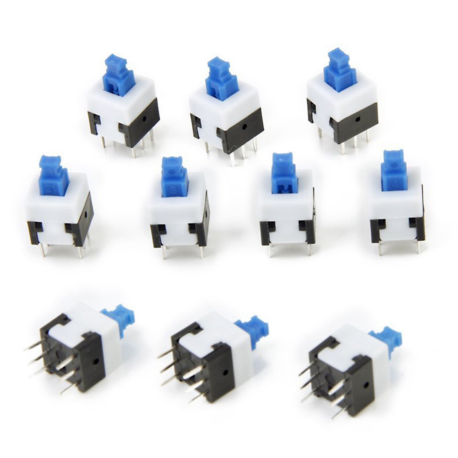 20 Pcs Button Switch: 10 Pcs 6 Pins Button Switch Self-Lock Push Button Switch & 10 Pcs PCB Momentary Tactile Push Button Switch