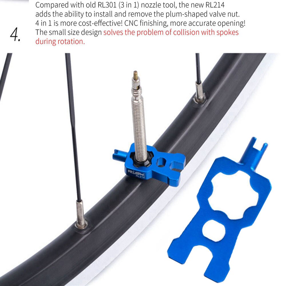 Llave de válvula de bicicleta multifunción 4 en 1, válvula Schrader/Presta, desmontaje de núcleo, herramientas de instalación para bicicleta de montaña y carretera