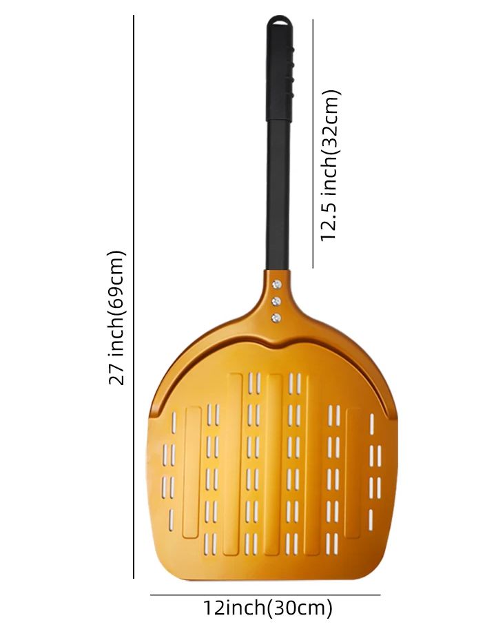 12 13 14 & 7 Inch Pizza Schil Lange Steel Draaien Peddel Aluminium Pizza Turner Bakken Tool Geperforeerde Keuken accessoires: Bordeaux