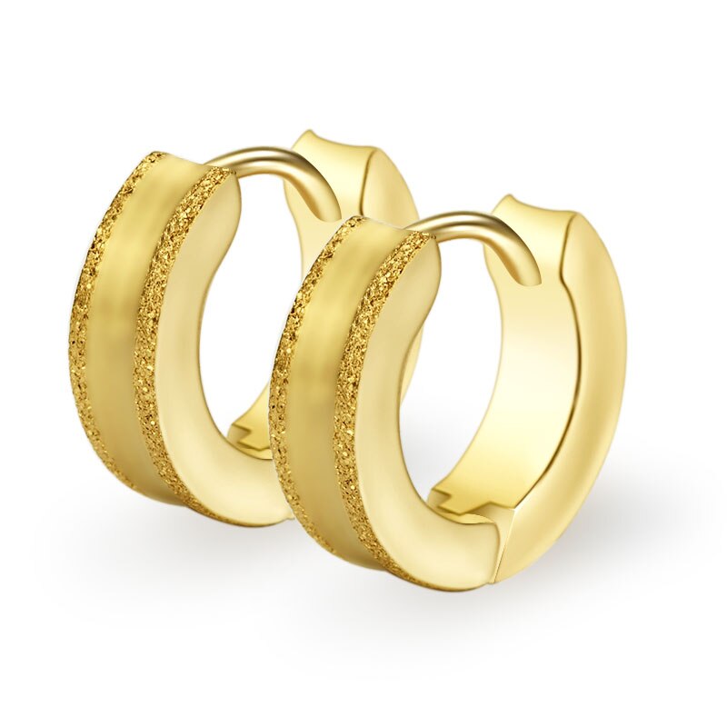 1Pair Men&#39;s Hoop Earrings Small Creoles Titanium 316L Surgical Steel Silver Gold Black 4x13mm Anti-allergic Punk Jewelry: gold