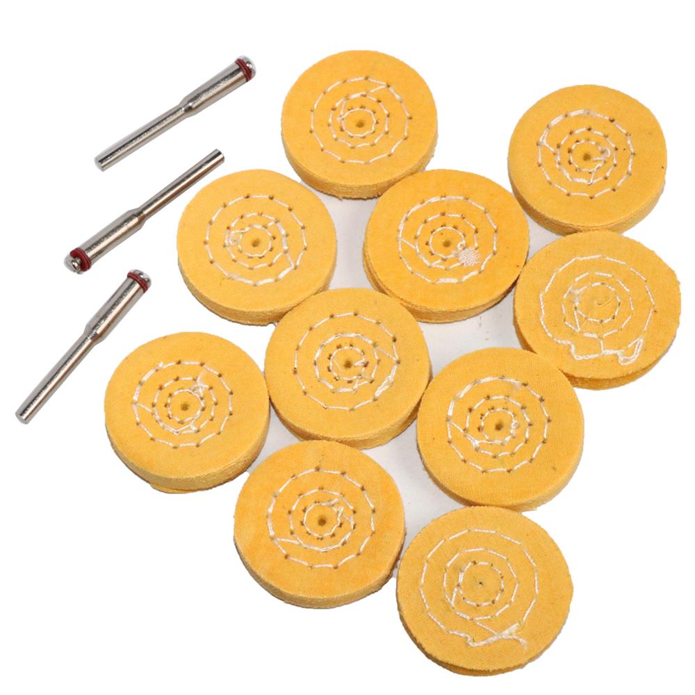 Tête de ponçage en coton, tige de 3mm, mini brosse pour perceuse Dremel: 32mm yellow 10pc