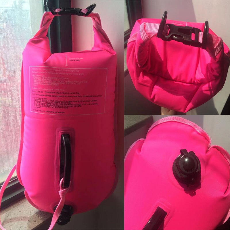 20/28L Swimming Bag Inflatable Swimming Buoy Life Bag Tow Floating Dry Bag Swimming Diving Safety Signal Air Bag Inflate Ring