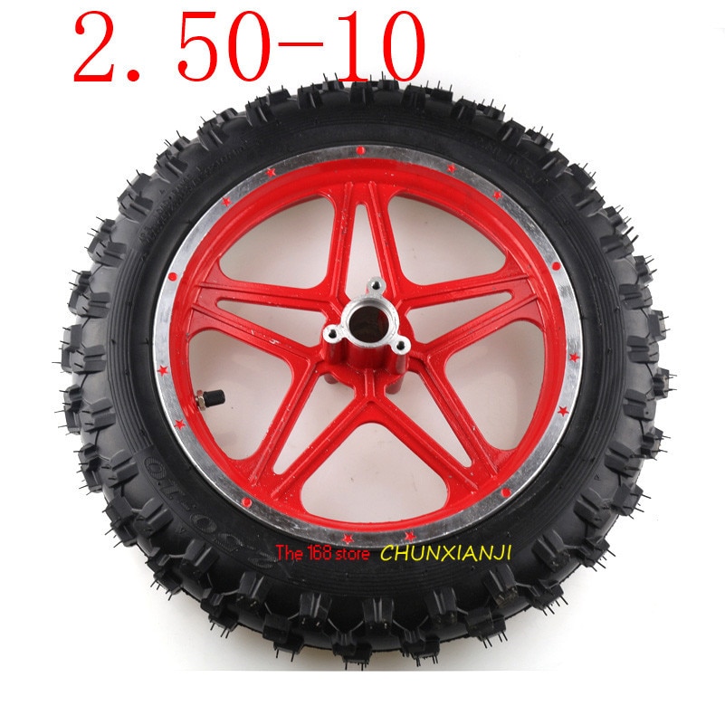 Mini roues de moto tout-terrain de 10 pouces (10 pouces), 2.50-10 jantes avant ou arrière et pneus tout-terrain, Motocross, Mini motocyclette pour enfant