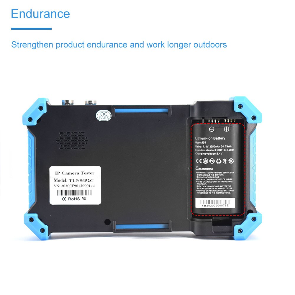 Batería de polímero de iones de litio para cámara IP, probador de CCTV, 7,4 V, 3350mAh, 8MP, CVI, CVBS, Monitor, 9651