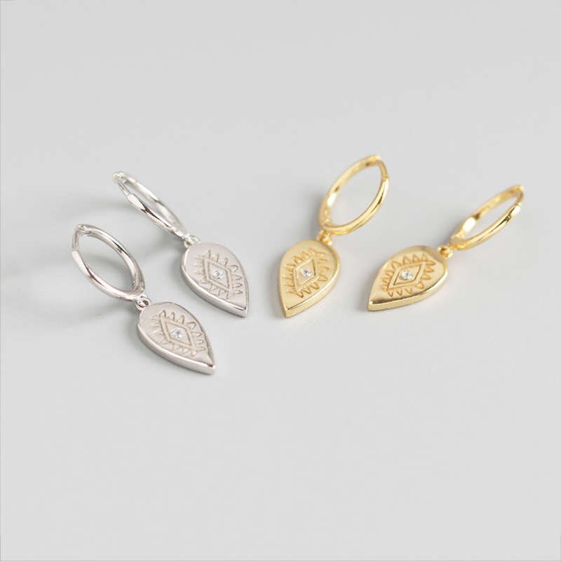 Inzatt Real 925 Sterling Zilver Zirkoon Waterdrop Totem Hoepel Oorbellen Voor Mode Vrouwen Party Punk Fijne Sieraden Accessoires