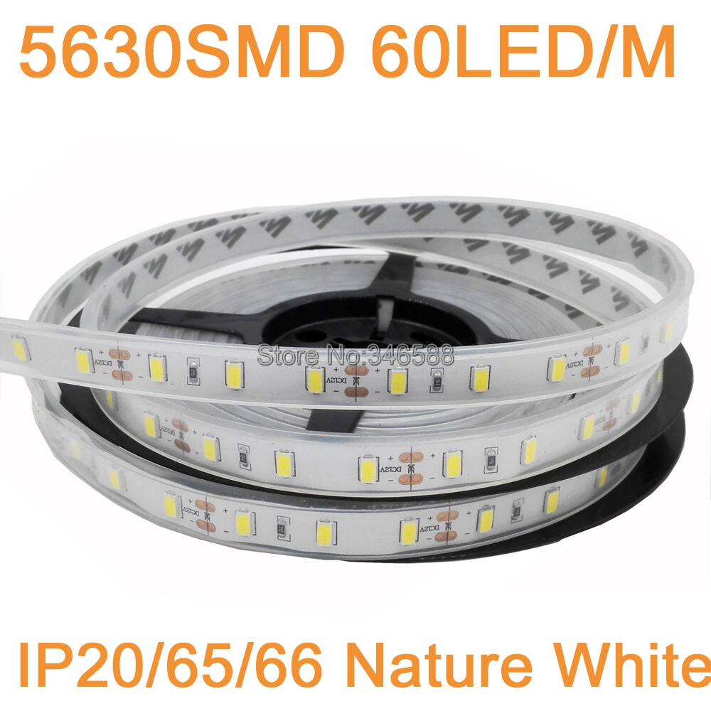 5 M 12 V 5630 LED Strip Licht Neutrale Wit Natuur Wit 60LED/M IP20 NIET-WATERDICHT IP65 IP67 Waterdichte Flexibele LED Tape DC12V
