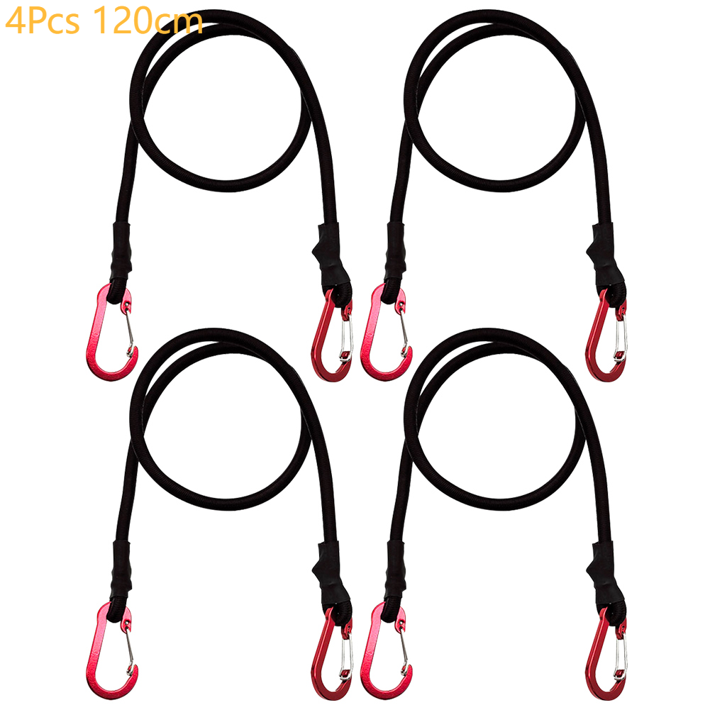 Cordón elástico de alta resistencia de 60/90/120cm, correa de amarre, ganchos de mosquetón, cuerdas de embalaje de equipaje para Kayak, accesorios de Camping: orange