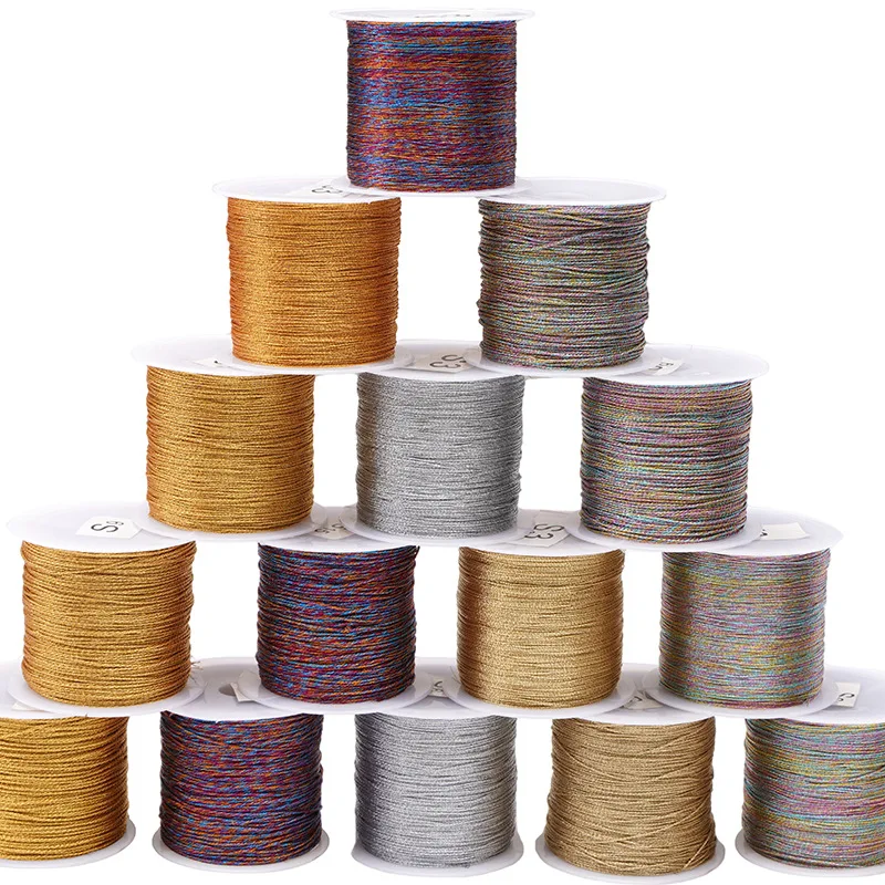 0.2mm-0.8mm Gold/Silver/Gradient Macrame Cord Thread Braided String for DIY Bracelet Necklace Tassels Beading Craft Accessories