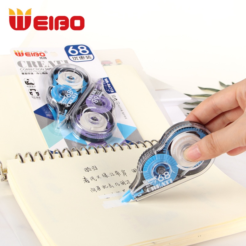 Weibo 2 Stks/set Correctie Tape Materiaal Briefpapier Kantoor Kinderen Student Schoolbenodigdheden 16 M * 2 Plastic Corrector Tapes