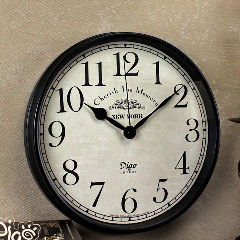 Digo Wall Clock 12 Inch Metal Silent Non-Ticking Battery European Digital Clocks Decor Table Dial for Indoor Home