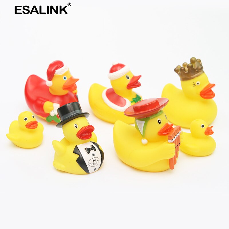 ESALINK 7Pcs 8-10CM Bad Spielzeug Rrubber Ducks Baby Bad Spielzeug 5 Große 2 Kleine Kombination Ente kinder Bad Spielzeug