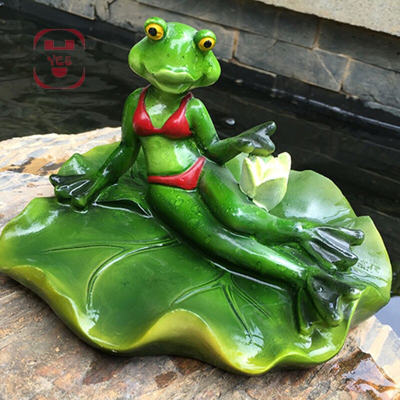 Statue de grenouilles flottantes Sexy en résine | Sculpture d'animaux décorative, pour l'étang de jardin en plein air, décor de jardin, pour la maison, amusant