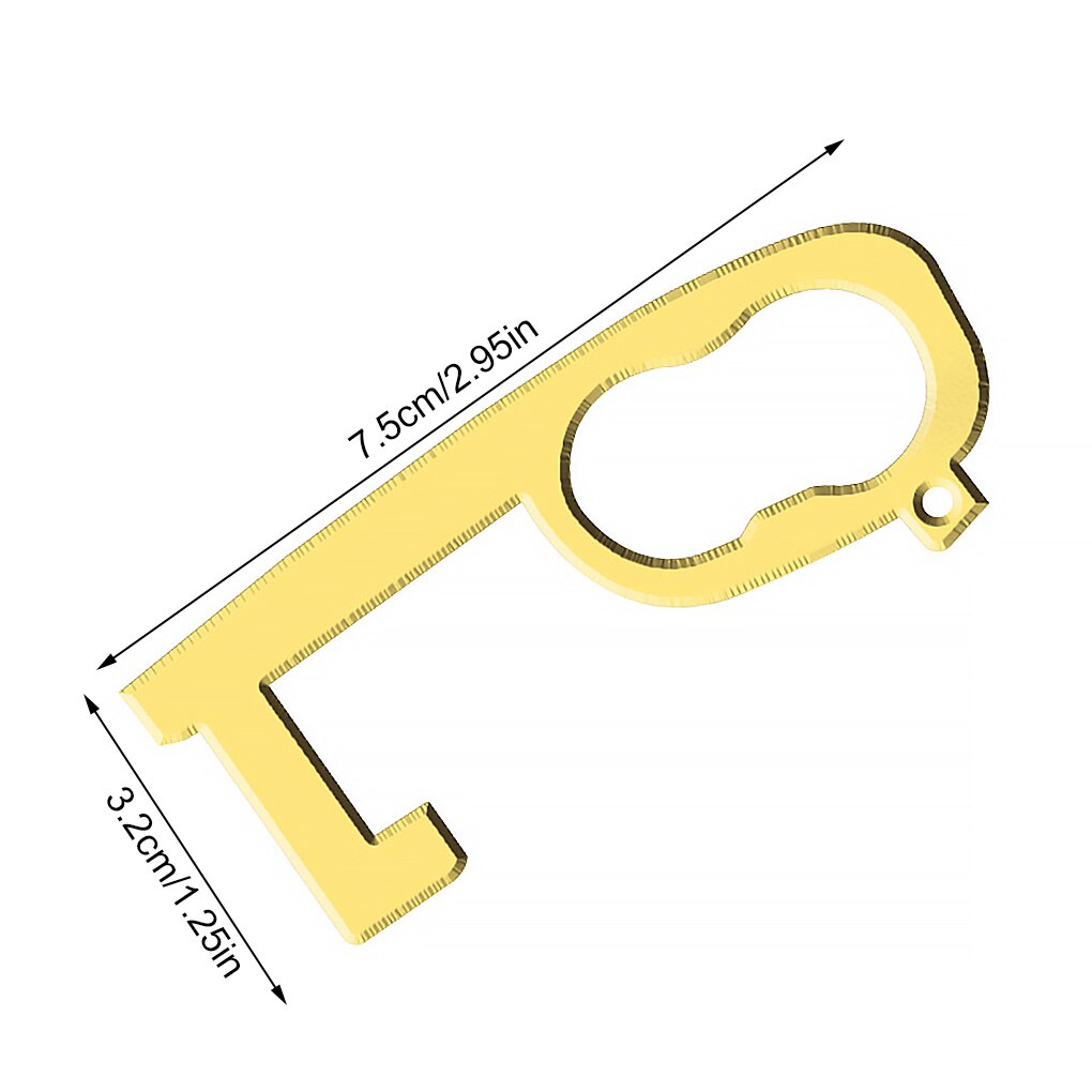 Avoid Contact Door Handle Puller Key Shaped Portable Metal Elevator Button Press Contactless Tool