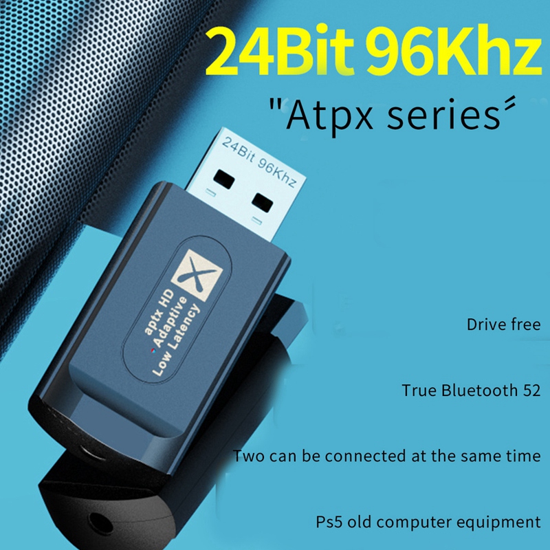 Bluetooth 5.2 Audio Transmitter With Mic QCC3040 24Bit 96Khz KB9P Aptx LL HD Adaptive Low Latency 3.5Mm Aux For TV PC
