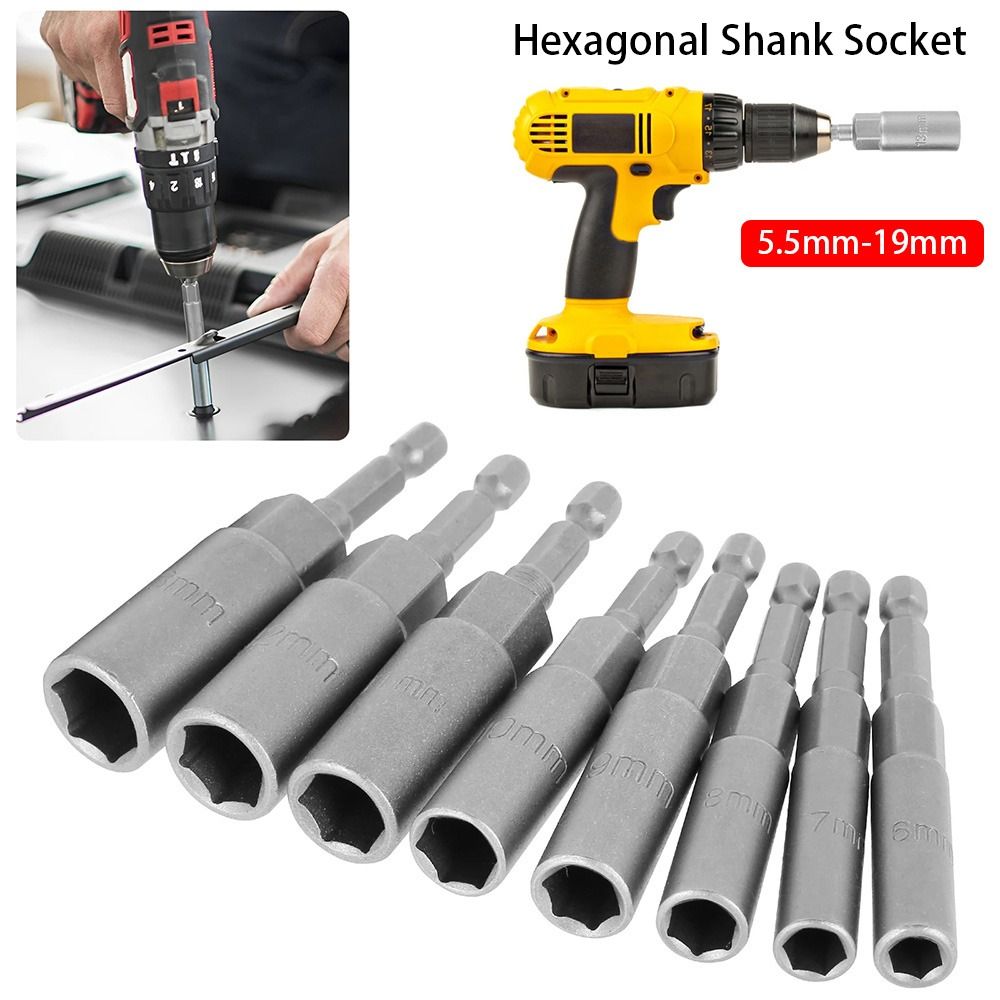 1Pcs Drive Socket Hex Socket Magnetic Nut Screwdriver 1/4" Hex Key Drill Bit Adapter 80mm Length Pneumatic Tool Accessory