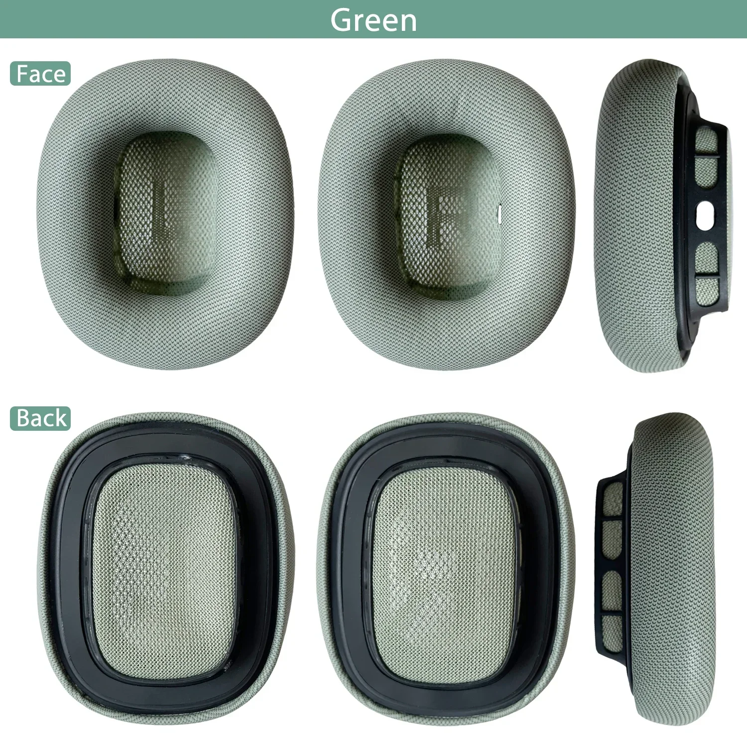 Earmuffs couro macio para Apple AirPods Max, Headset capa protetora, almofada de ouvido, fones de ouvido acessórios, 1 par: Verde