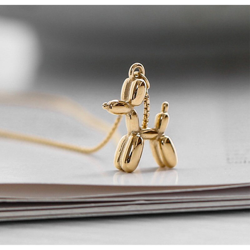 1PC gold stainless steel Balloon Dog Pendant for women gold chain clavicle dainty cute Pendant for kids girls Pendant