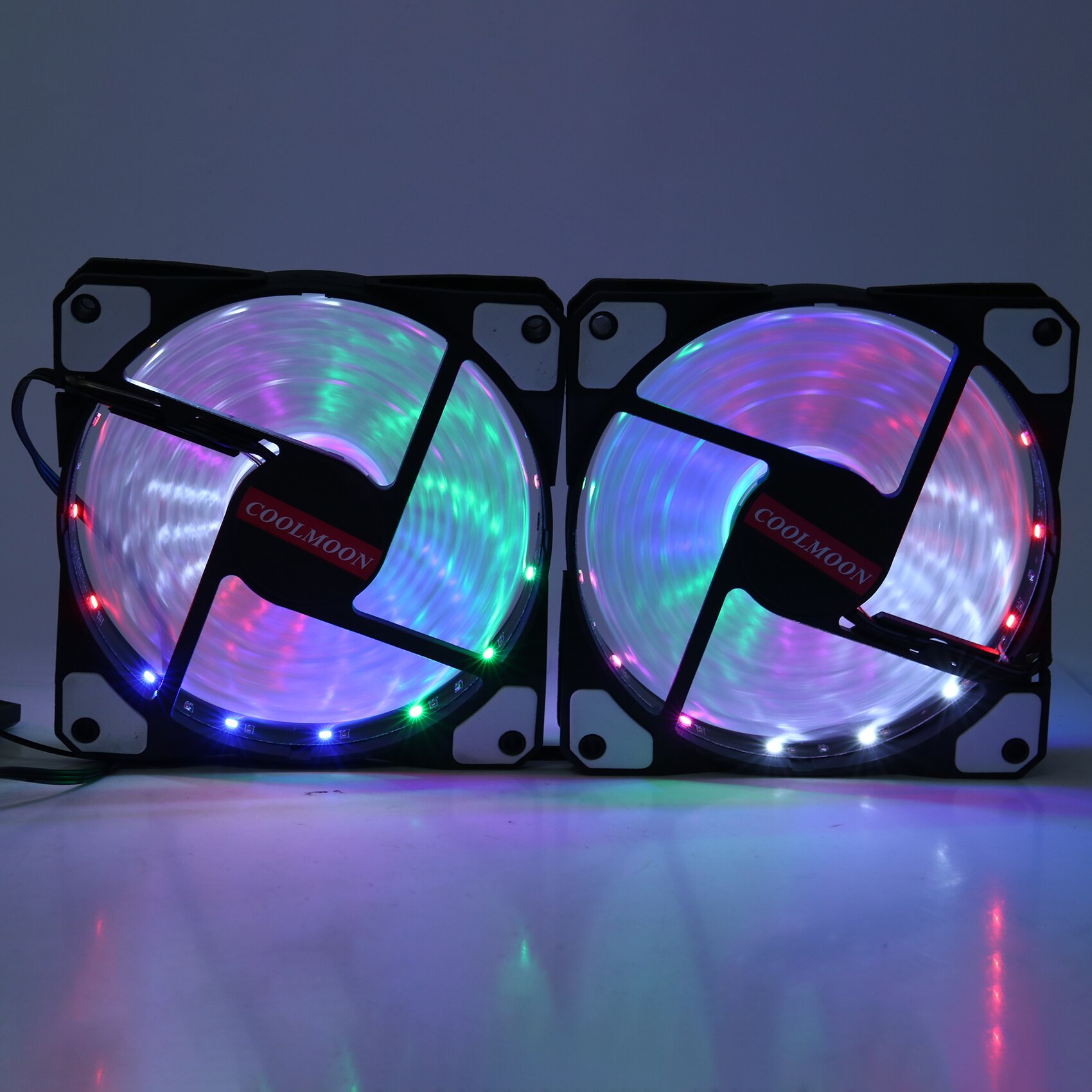 COOLMOON 120mm 15 Light Streamer LED PC Case Cooling Fan Ultra Quiet Computer LED High Airflow Cooling Fan (2-Pack)