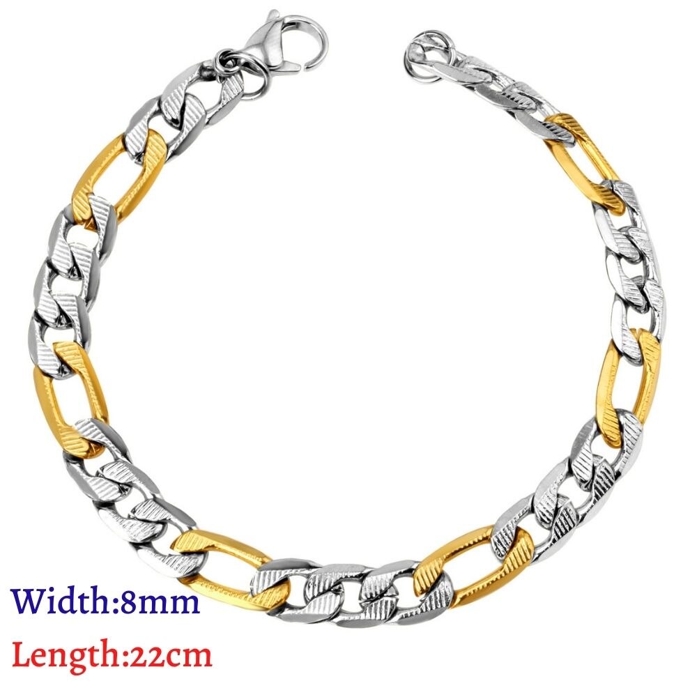LUXUKISSKIDS-Pulseras hombre de acero inoxidable de para mujer y hombre, originales para mujer,cadenas de eslabones cubanos, pulsera de muñeca para pareja, de joyería,pulsera plata,navidad: Bronce antiguo plateado