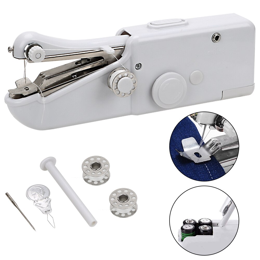 Electronic Sewing Machine Portable Household Quick Stitch Sew Needlework Cordless Clothes Fabrics Mini Hand Sewing Machine