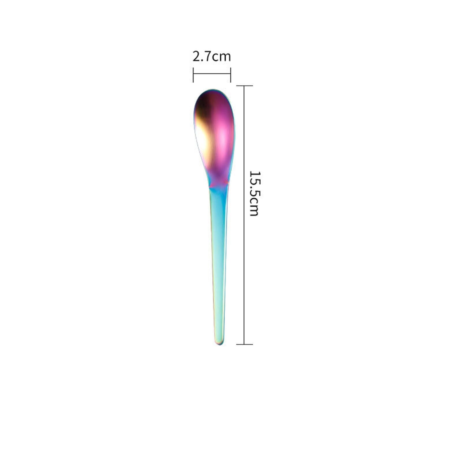 1PC Colorful Mirror Stainless Steel Flatware Knife Fork Spoon Teaspoon Cutlery Tableware For Home Kichen Party Dishwasher: Colorful-Tea Spoon
