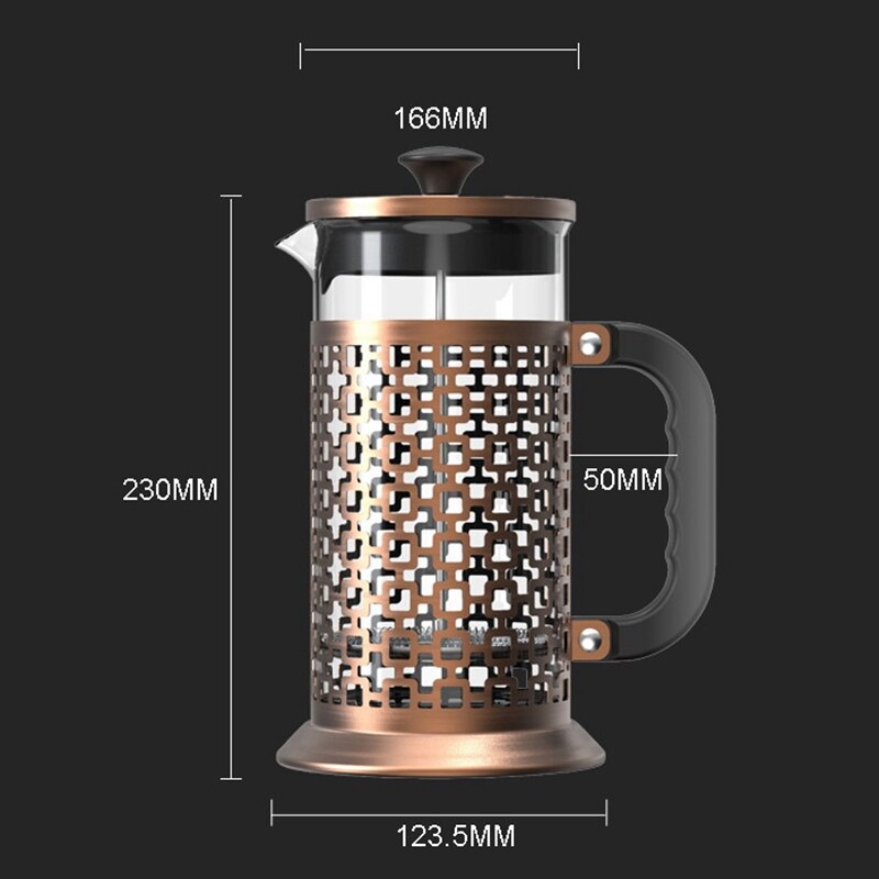 Franse Pers Koffie Thee Maker(34Oz) hittebestendig Glas 304 Roestvrij Staal Koffie Druk Pot Met 3 Filter Scherm