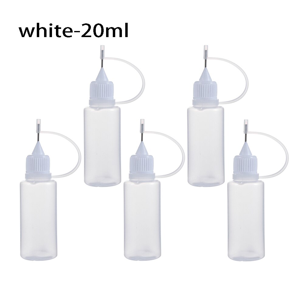 5 stuks lijmflesjes met 5/10/20/30/50/100ml naalden voor papierquilling, doe-het-zelf, scrapbooking, papierknutselgereedschap, naaldflesje en applicator: Wit 20ml
