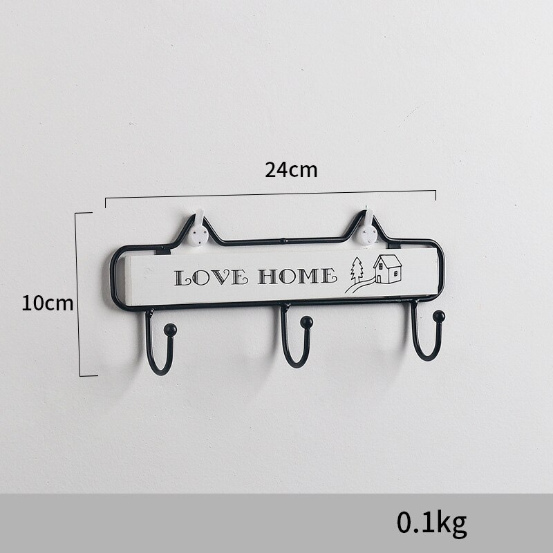 CAPTAINIRON Wall Hanging Letter Hooks for Key Holder Wall Decoration Hanger Iron Craft for Home Decor and Kitchen Tools Perchero: White House-3Hooks