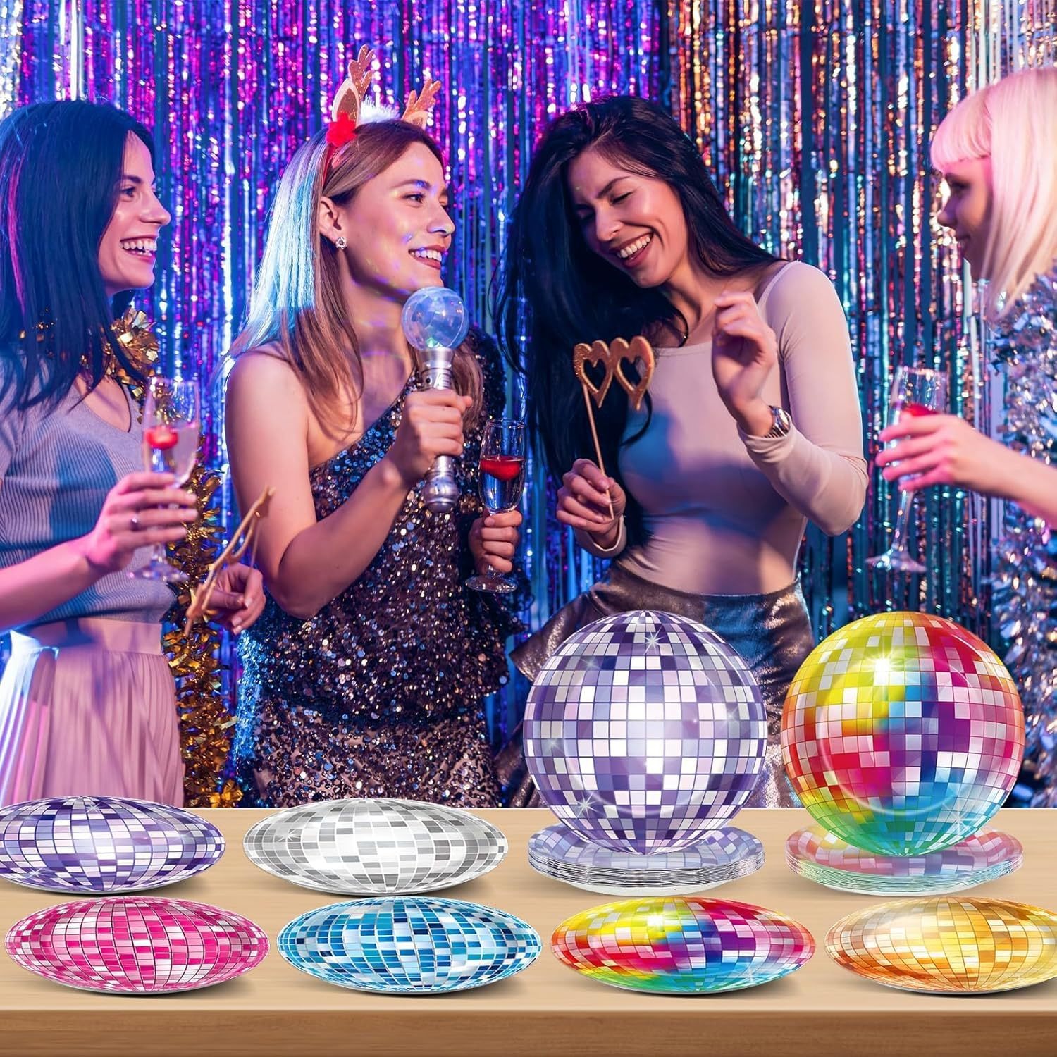 10 stuks kleurrijke disco thema wegwerp servies disco papieren borden bruiloft gelukkige verjaardag feestartikelen