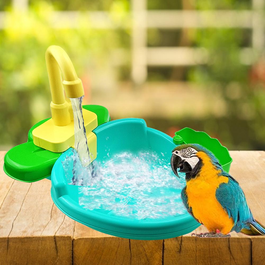 Bird Feeder Parrot Automatic Bathtub Swimming Pool Faucet Bird Cage Bathroom Toys Suitable For Birds And Pets