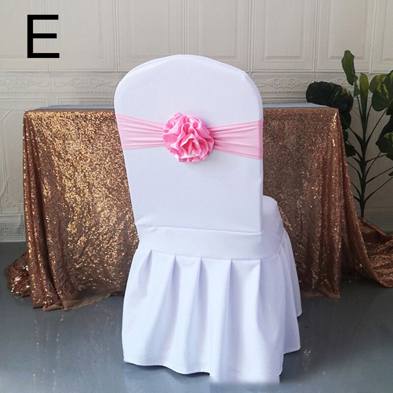 Elastische Polyester Stoel Band Bow Sash Stretch Stoel Sjerp Band Met Grote Bloem Voor Banket Hotel Bruiloft Verjaardag Party Decoratio: E