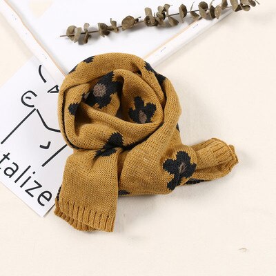 Foulard doux tricoté pour bébé fille, écharpe à fleurs, couleur bonbon, châle plus , Style coréen, collection automne et hiver: Yellow