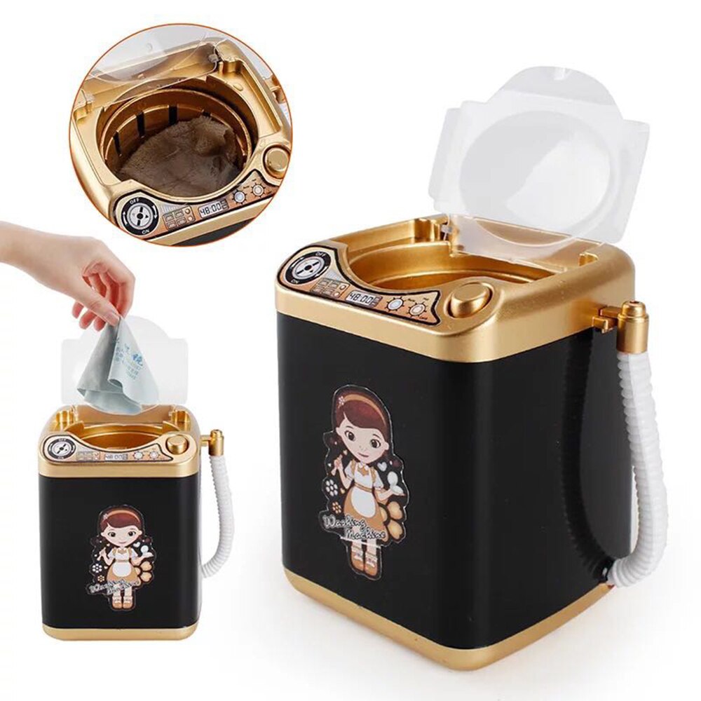 Mini Simulation fille jouer semblant électrique mignon poudre cosmétique bouffée Machine à laver pinceaux de maquillage nettoyant rondelle outil