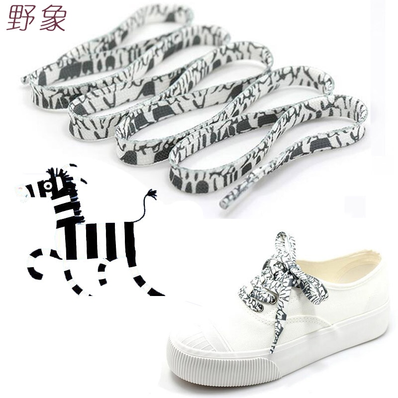 Zebra zwart-wit schoenveter decoratie Patroon Gekleurde Veters Platte Schoenveter Engeland Stijl Schoen Veters Schoenveters afdrukken