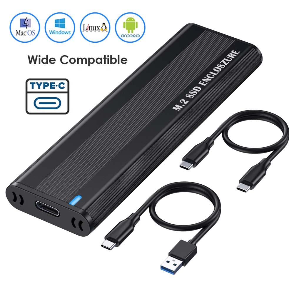 Hannord M.2 to USB C 10Gbps SSD Case External Enclosure M2 SSD Case NVME SATA Dual Protocol USB Type C 3.1 SSD Adapter