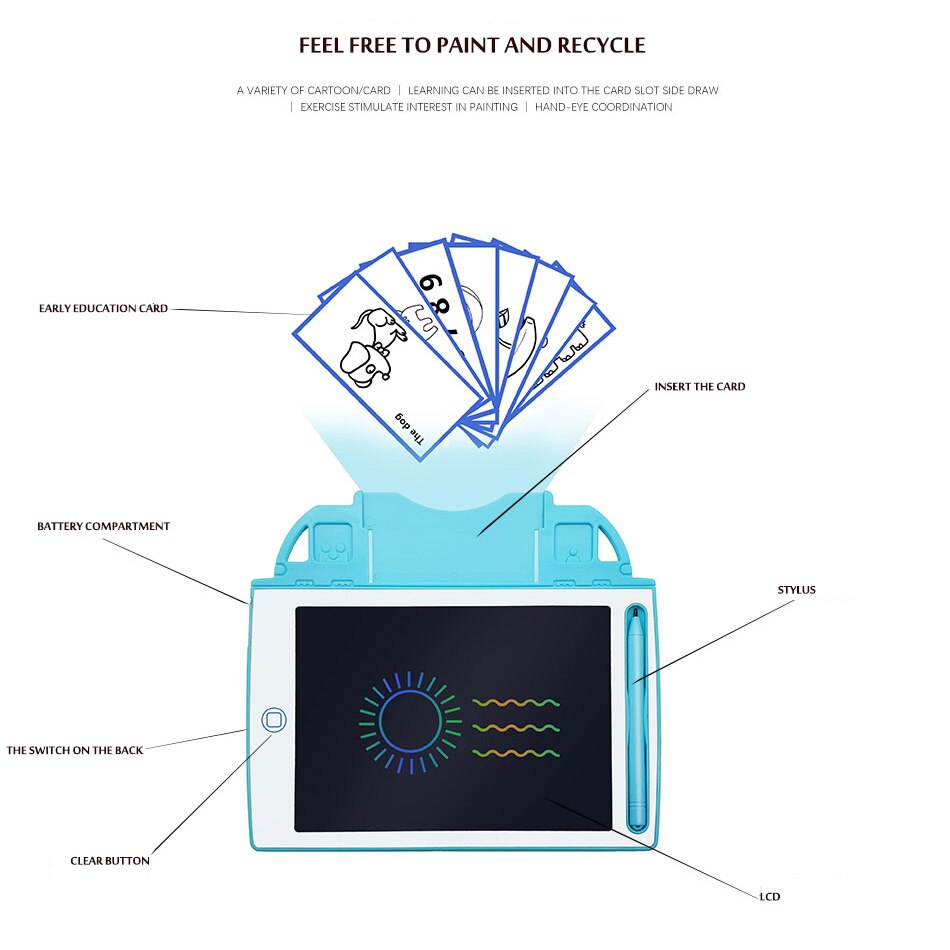 Tablette graphique LCD intelligente pour dessin et écriture, 8.5 pouces, surface pour écriture électronique